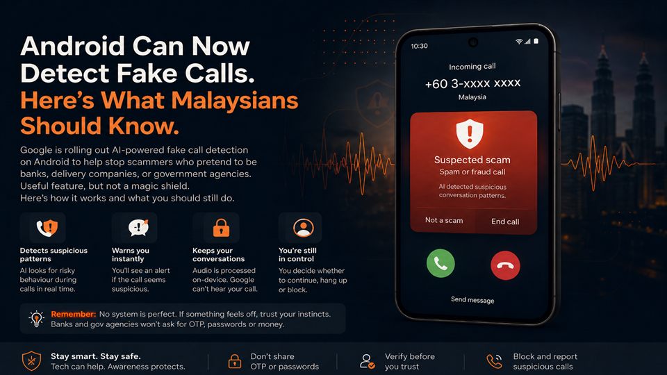 Infographic explaining Android fake call detection